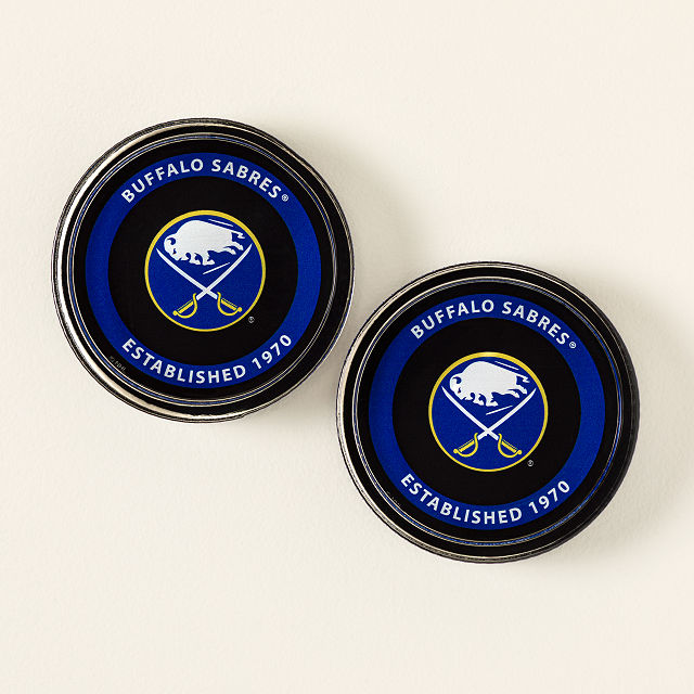 Uncommon Goods | Buffalo Sabres - NHL Puck-Shaped Glass Coaster