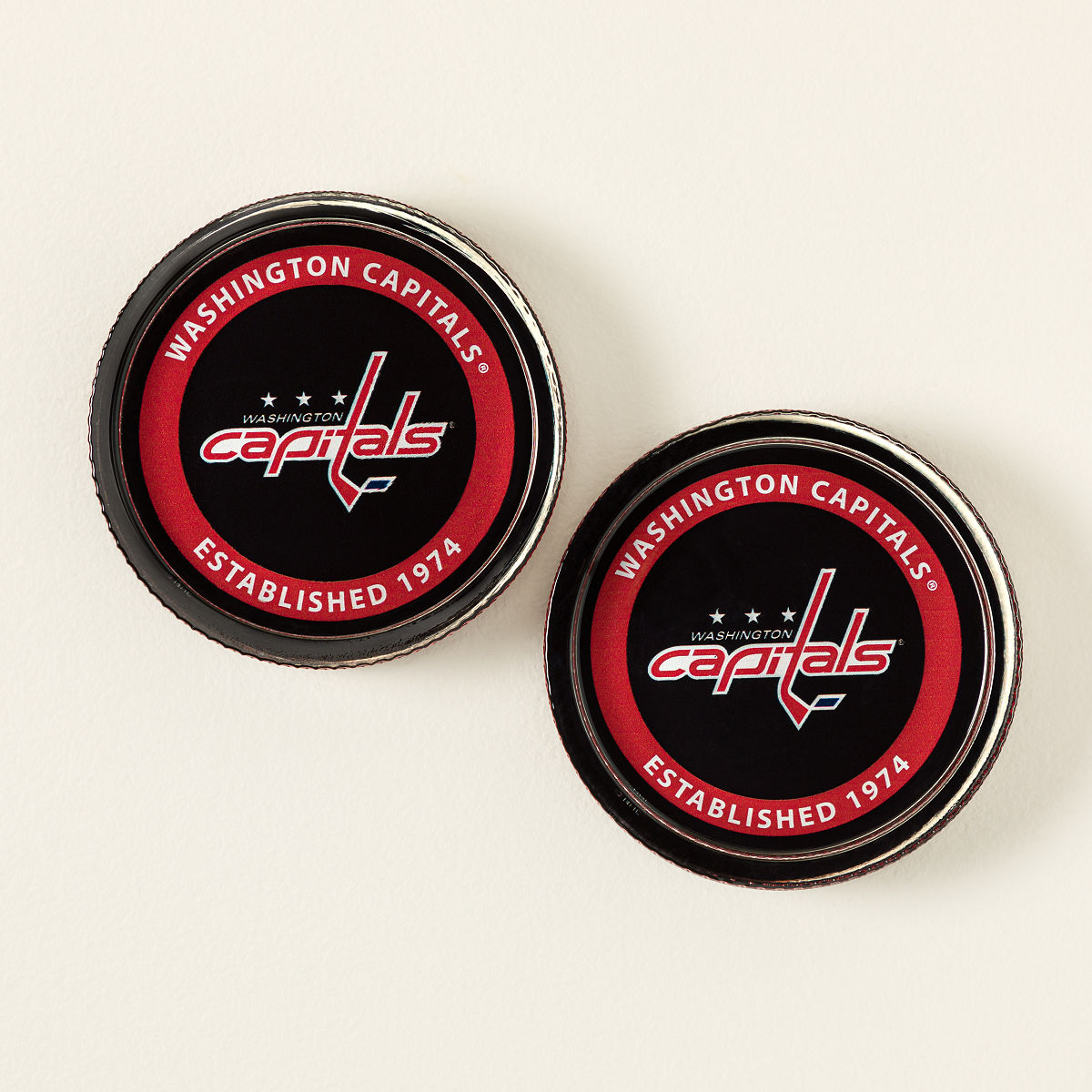 NHL Puck-Shaped Glass Coaster Set - Washington Capitals