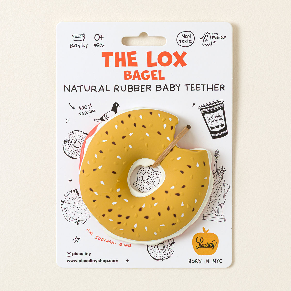 Local Foodie Baby Teether & Toy - Bagel with Lox