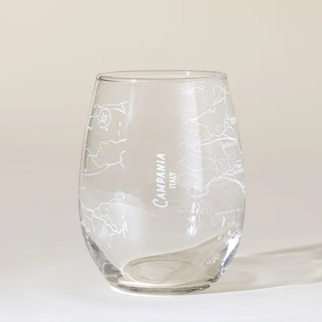 Etched Wine Regions Map Glass Wine Goods