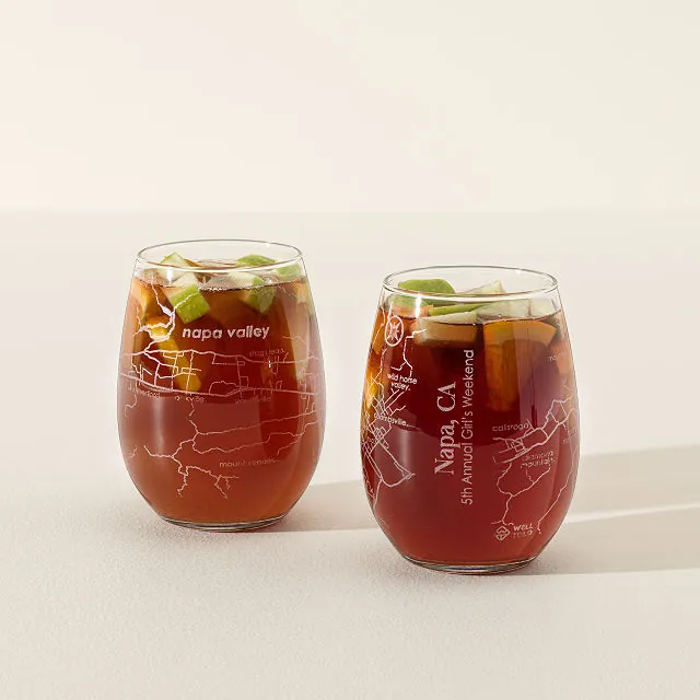 Goods Etched Wine Regions Map Glass Wine