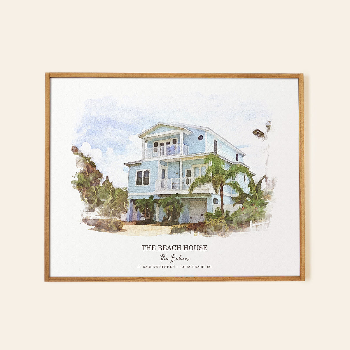 Personalized Home Portrait Print - 16 x 20 Framed
