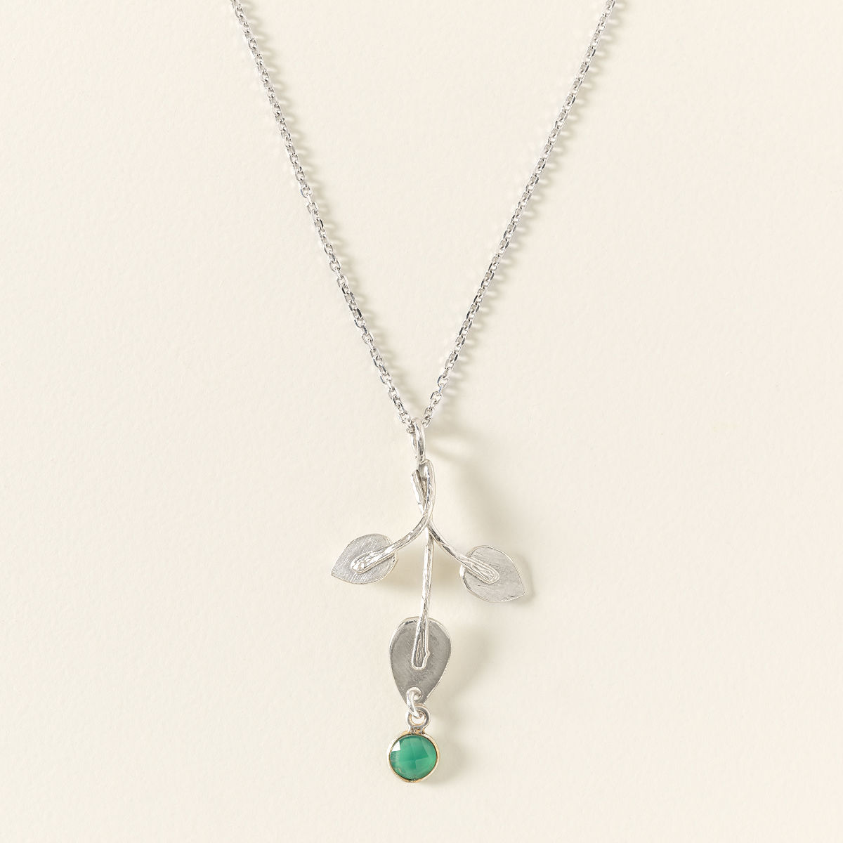 Personalized Birthstone Leaf Necklace - 1 Birthstone Leaf Necklace