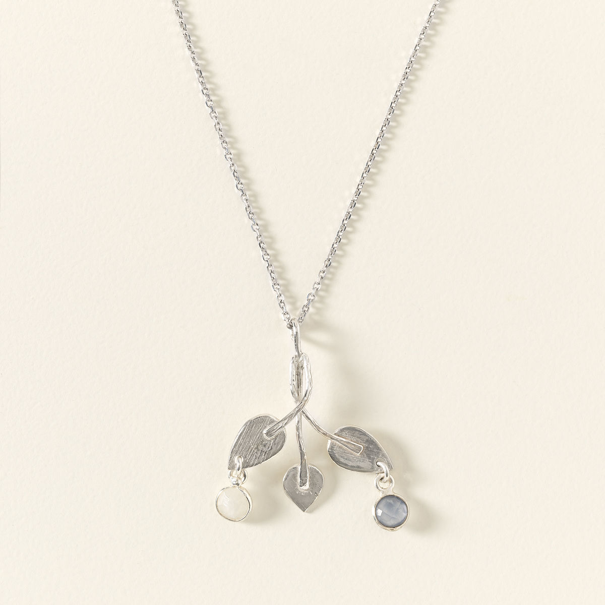 Two-Birthstone Leaf Necklace