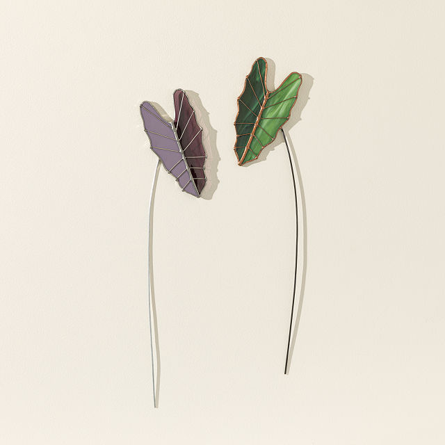 Elephants Ear Stained Glass Stake Fake Plant Goods