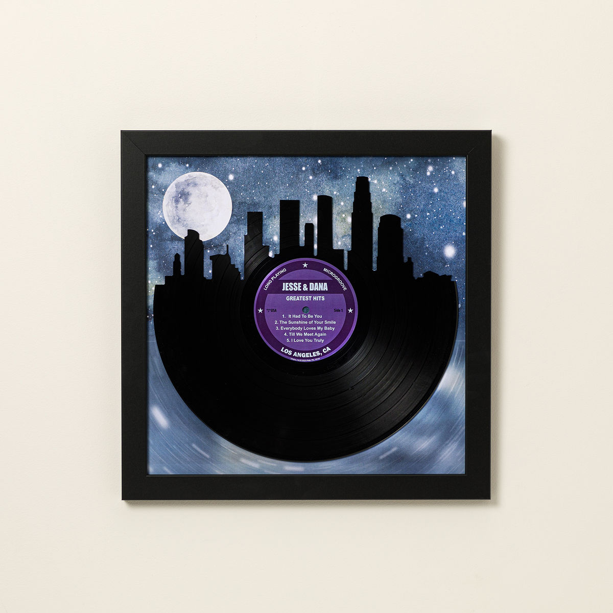 Personalized City Skyline LP Record - Moon-lit sky