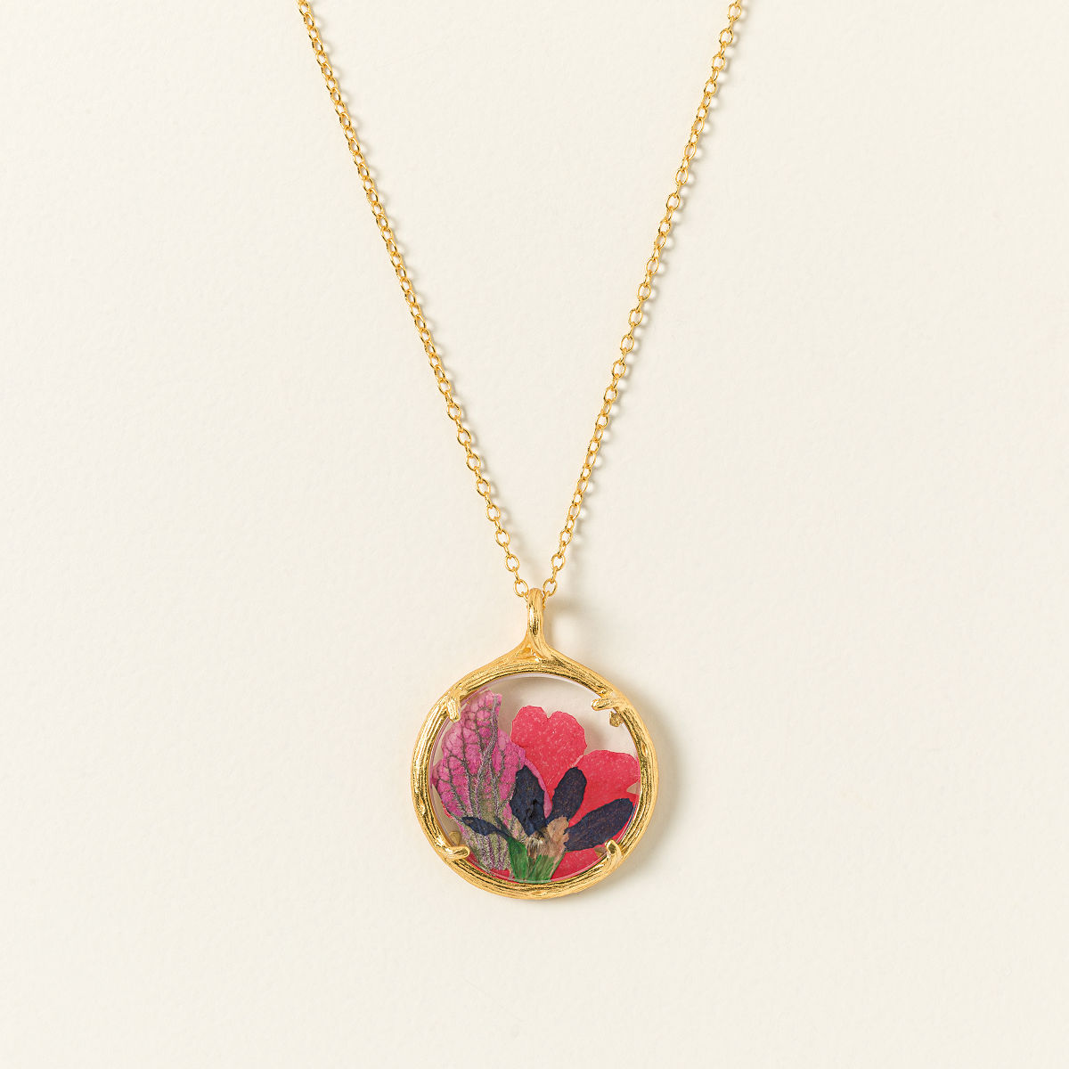Custom Birth Month Flower Bouquet Necklace - Up to 3 Flowers (0.9" Diameter Pendant)