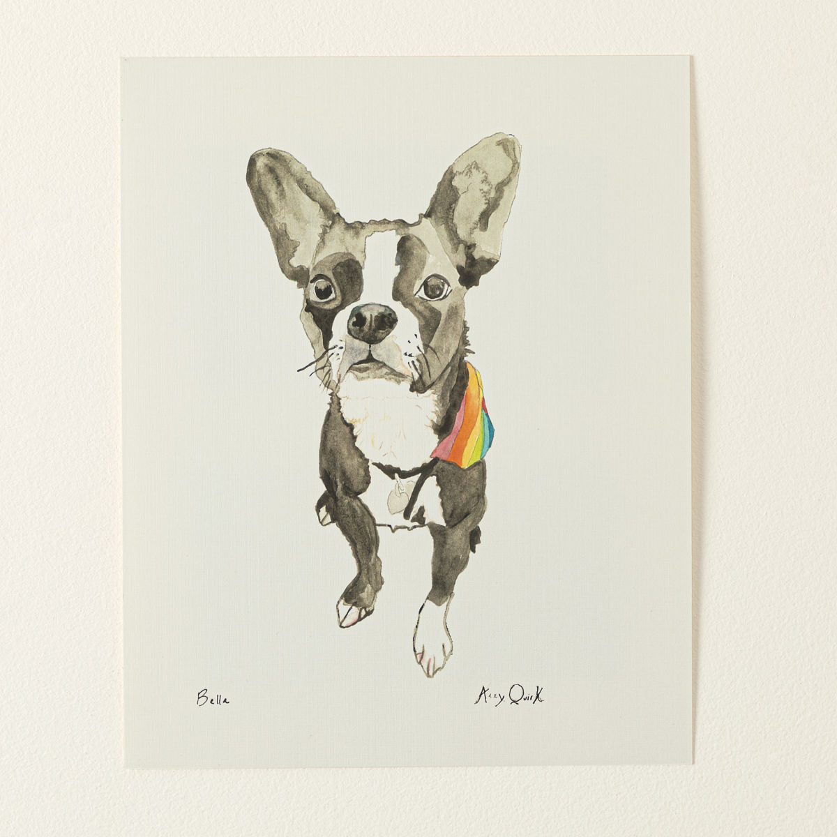 Personalized Watercolor Pet Portrait - Medium, Unframed Print - 1 Pet