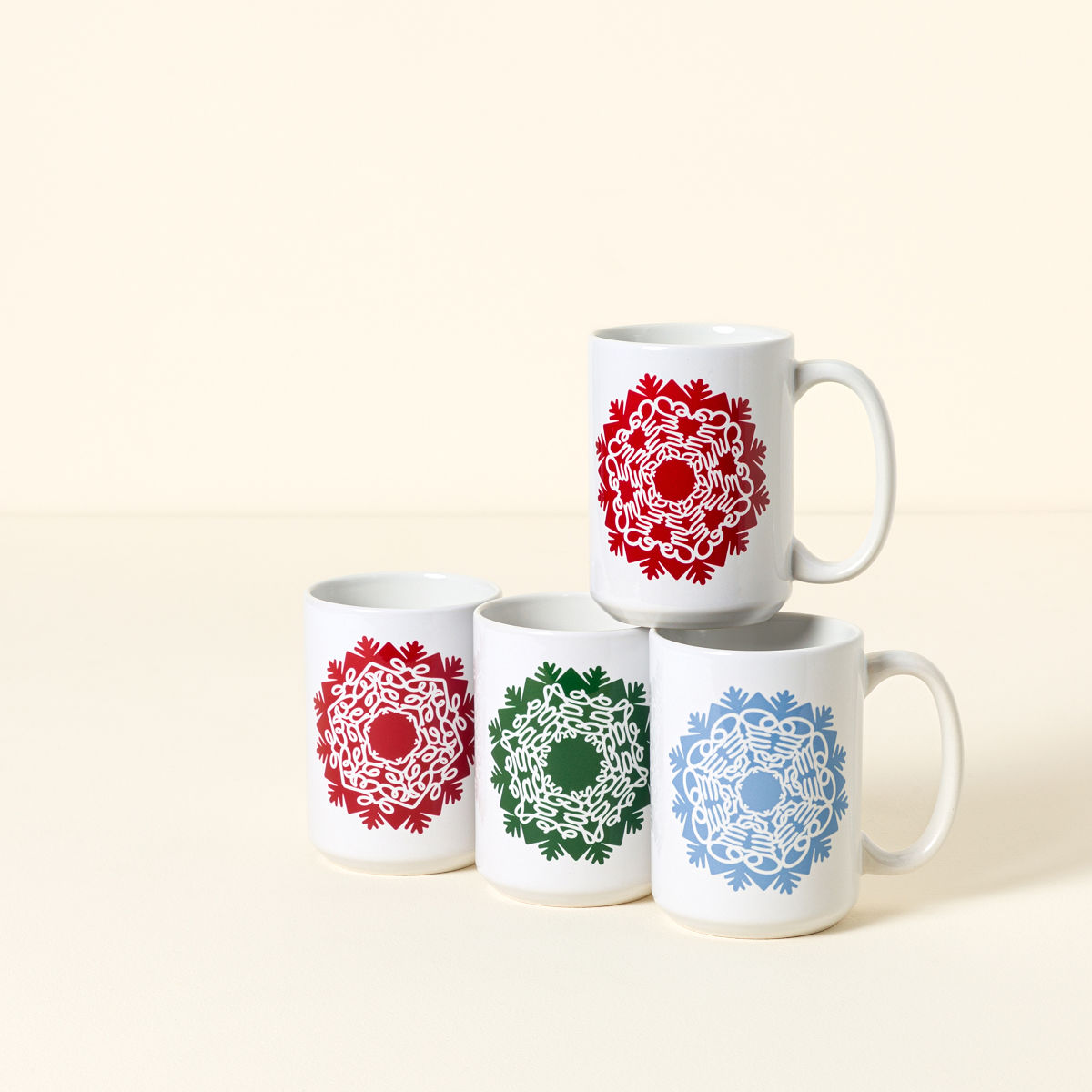 Your Name in a Snowflake Ceramic Mug - 4 Mugs