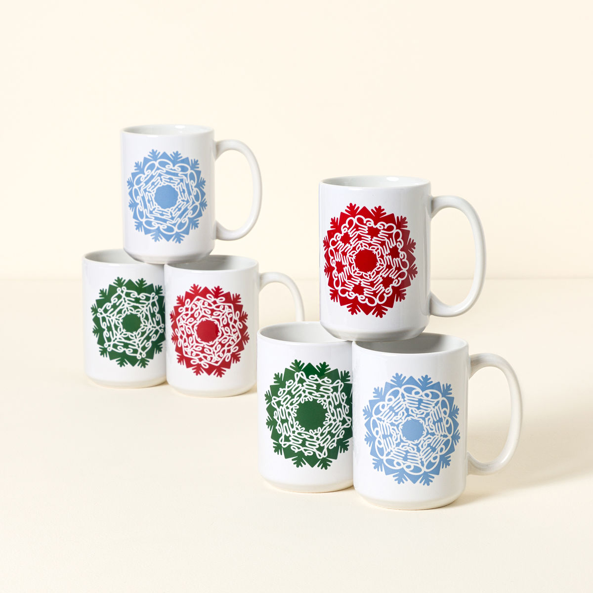 Your Name in a Snowflake Ceramic Mug - 6 Mugs