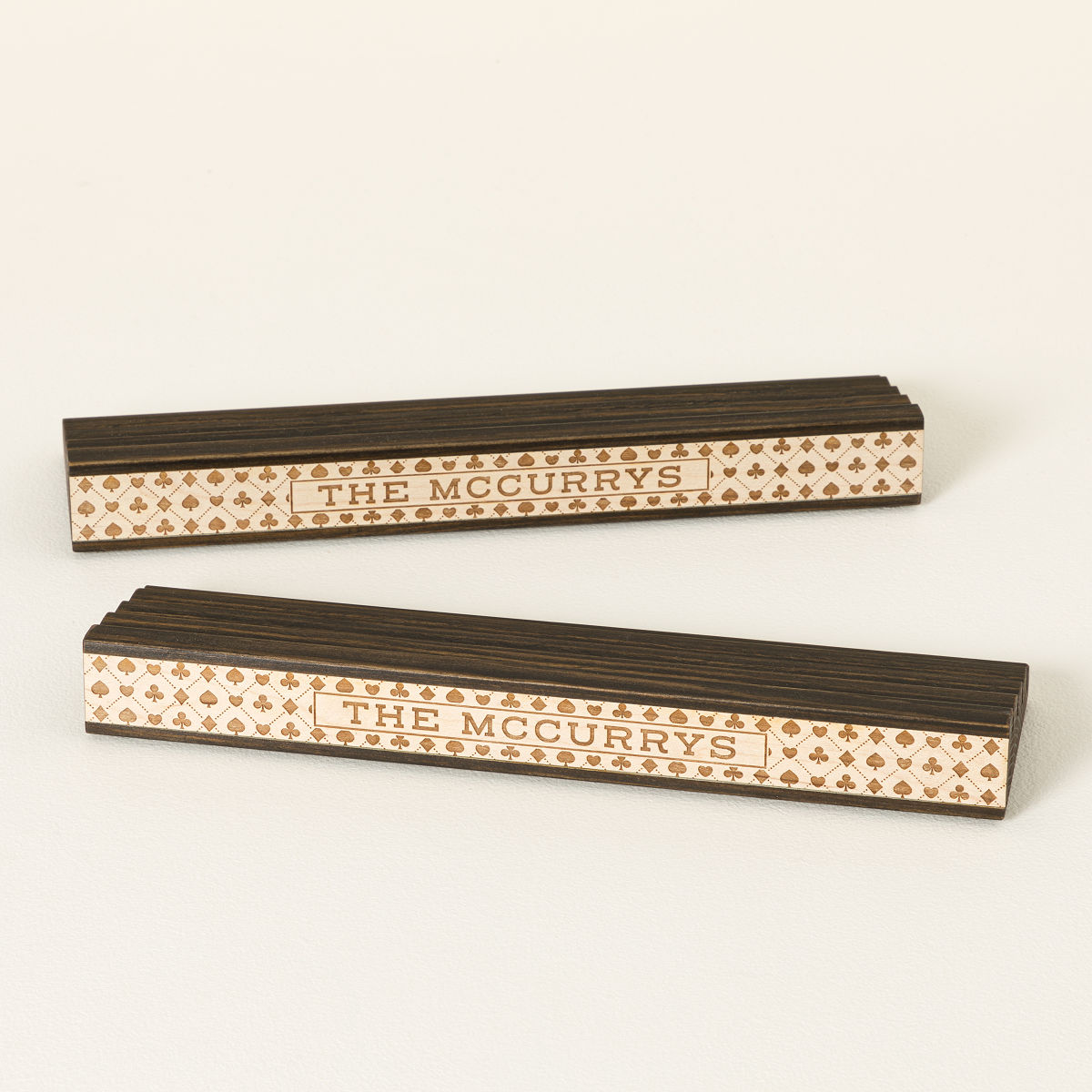 Personalized Playing Card Holder Set - Light Wood - Set of 2
