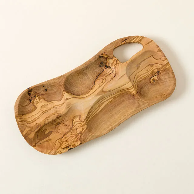 One-of-a-Kind Olive Wood Appetizer Platter