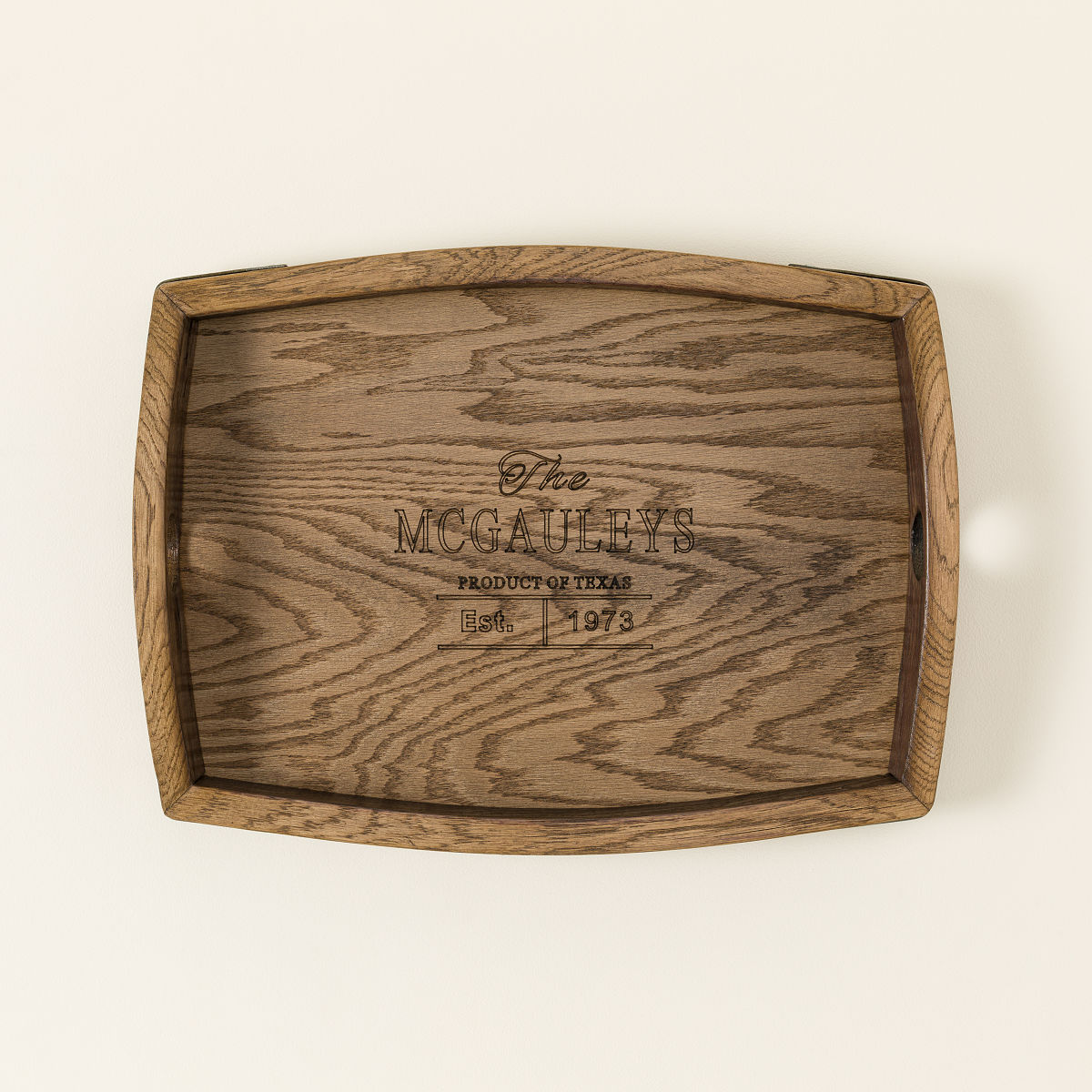 Personalized Wine Barrel Stave Serving Tray - Walnut