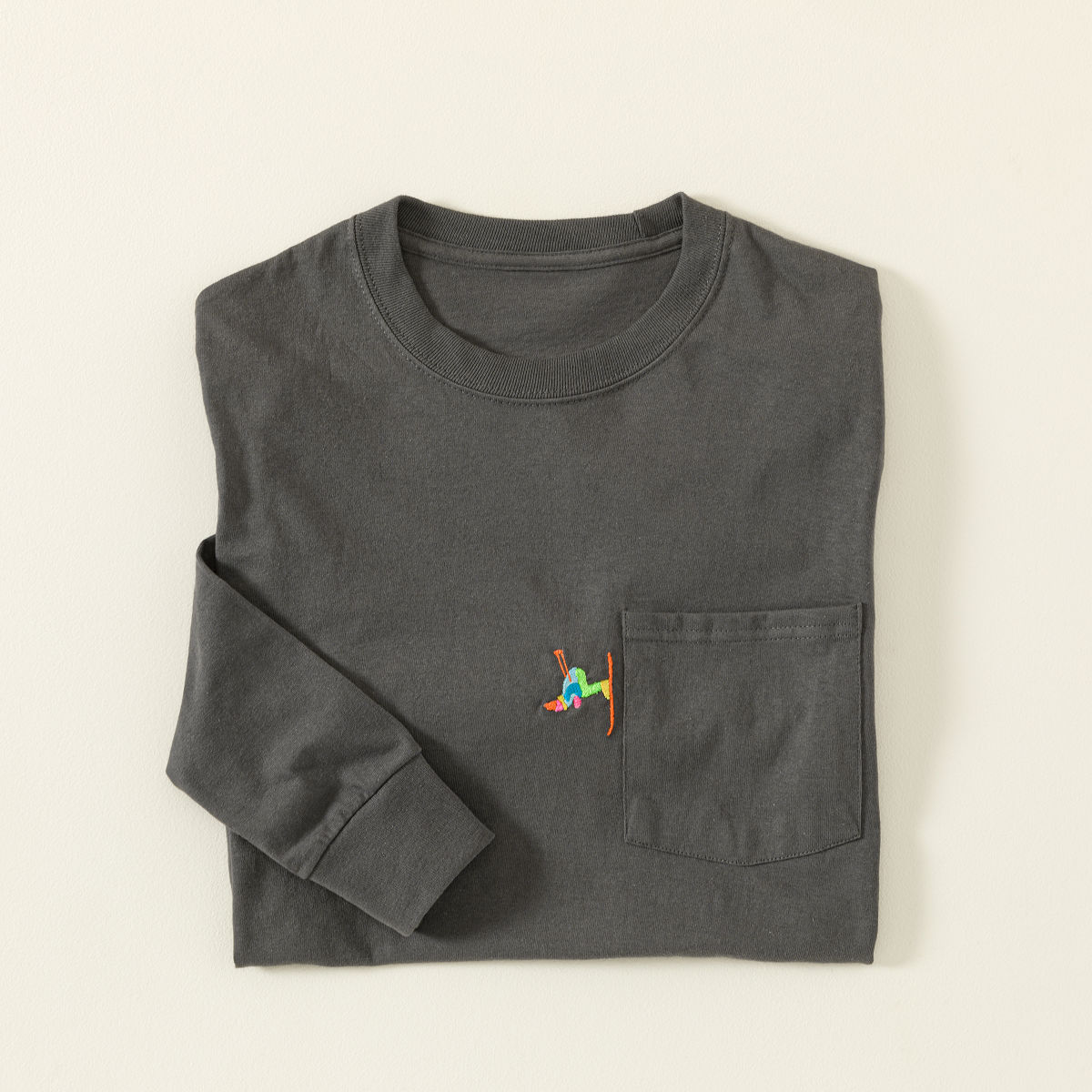 On the Slopes Embroidered Pocket Shirt - Grey Small