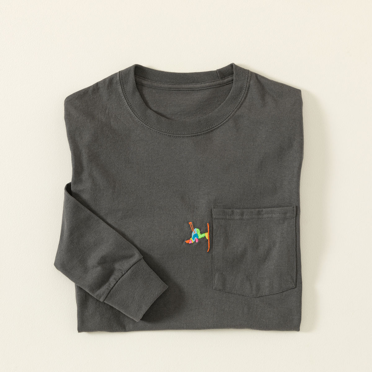 On the Slopes Embroidered Pocket Shirt - Grey Medium