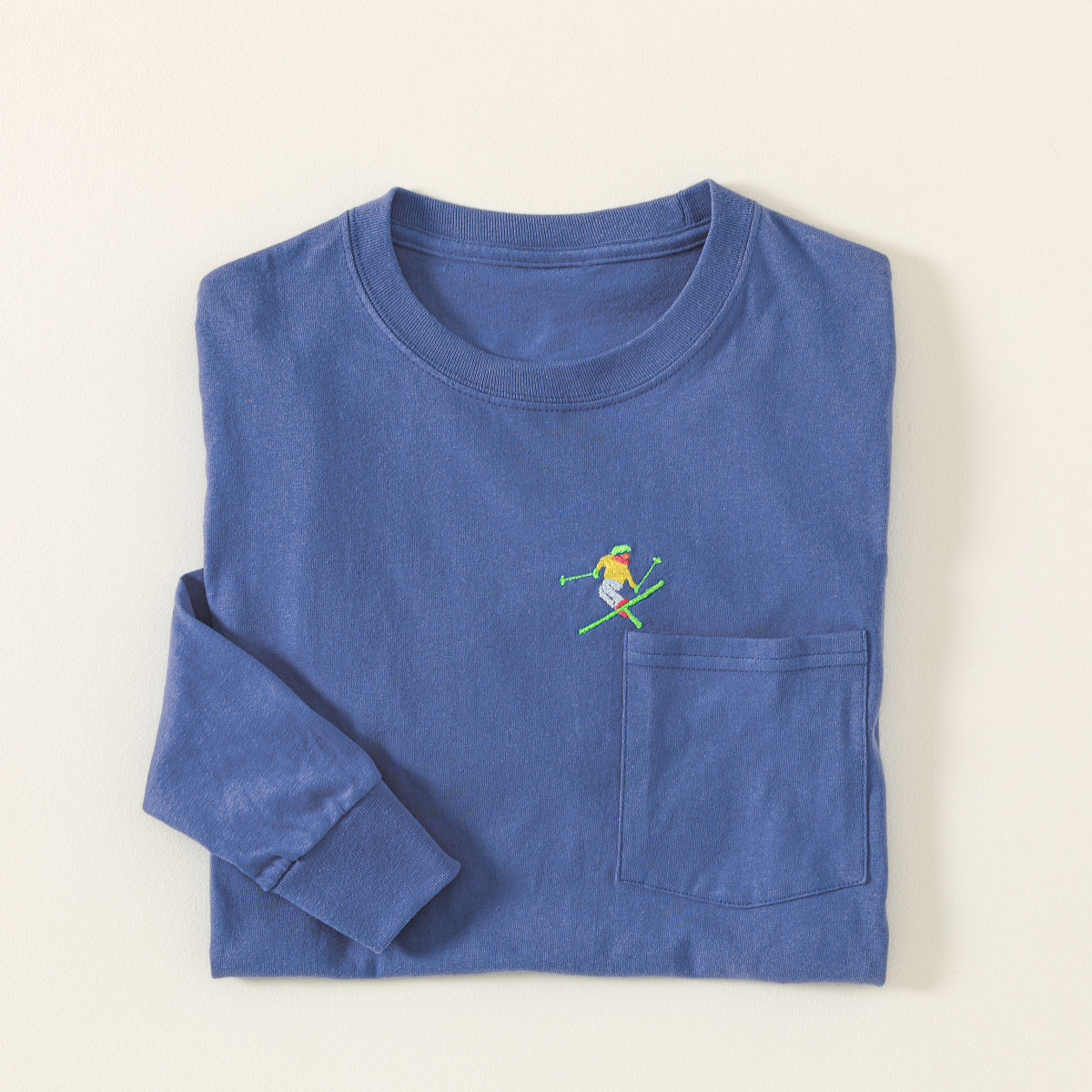 On the Slopes Embroidered Pocket Shirt - Blue Large