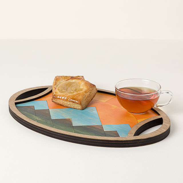 HandPainted Mountain Sunset Serving Tray Goods