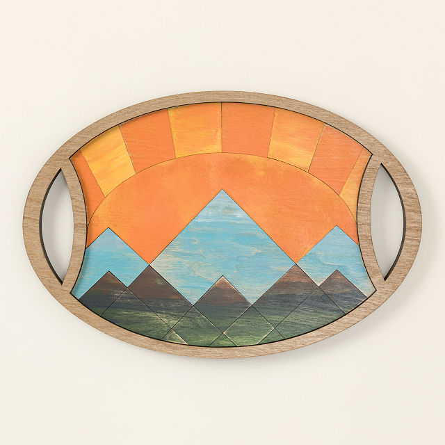 HandPainted Mountain Sunset Serving Tray Goods