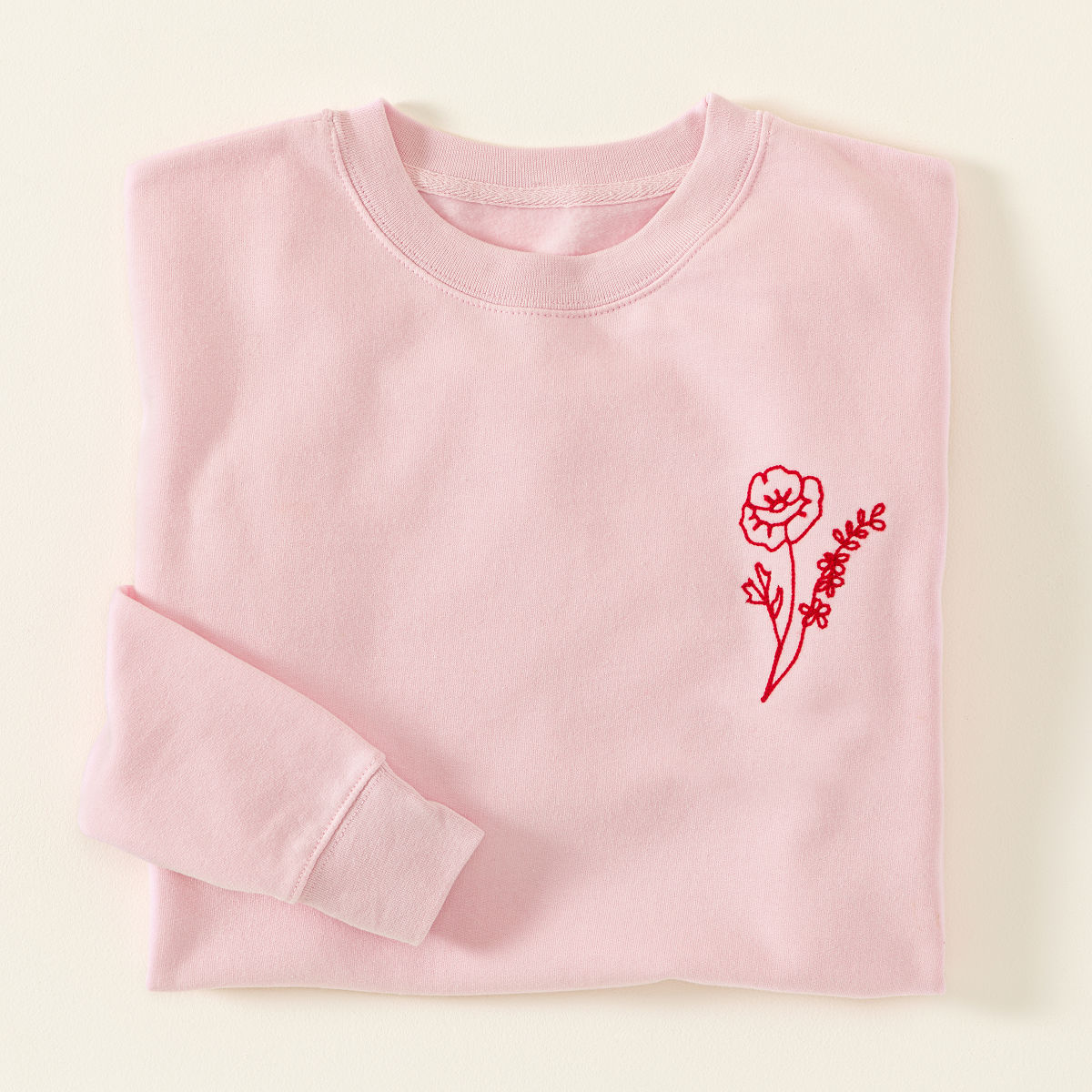 Custom Birth Month Flower Embroidered Sweatshirt - 2 Flowers