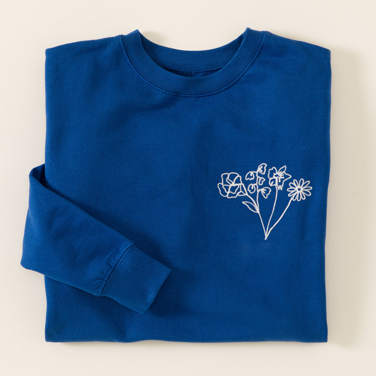 Custom Birth Month Flower Embroidered Sweatshirt - 4 Flowers