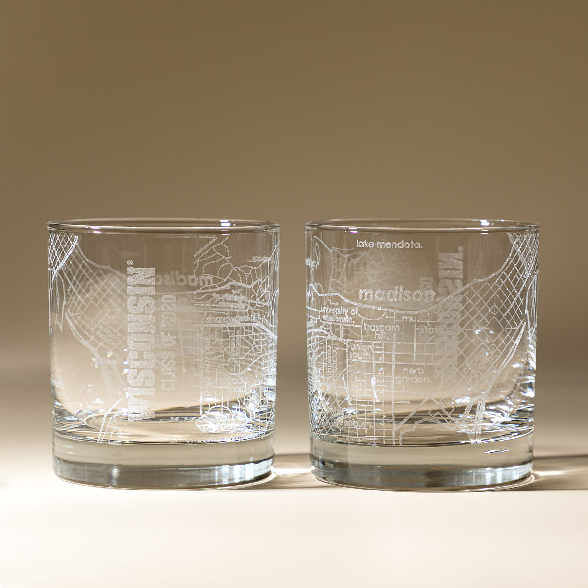 Your College Town Personalized Rocks Glass Set - University of Wisconsin