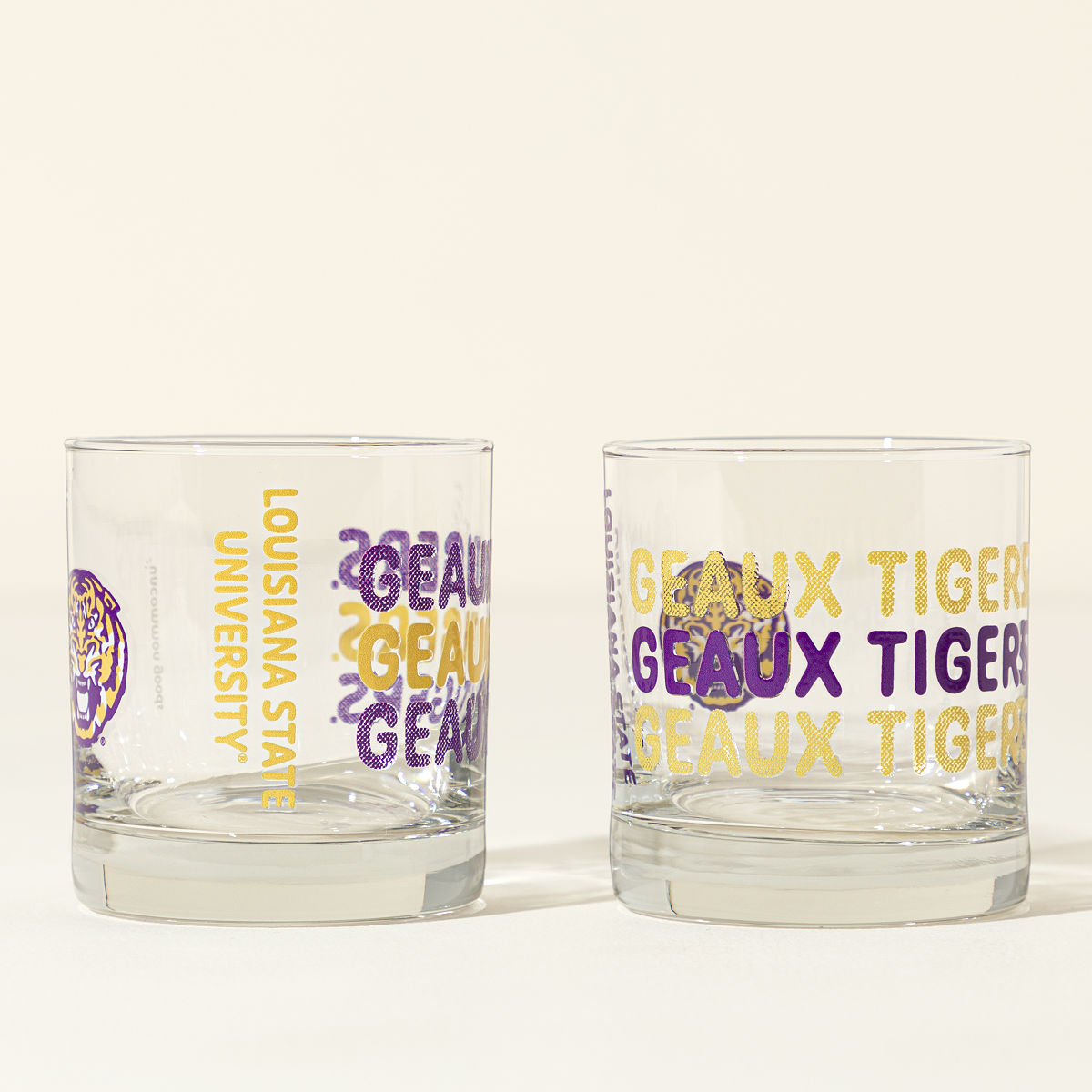 Show Your Spirit College Rocks Glass - Set of 2 - Louisiana State University