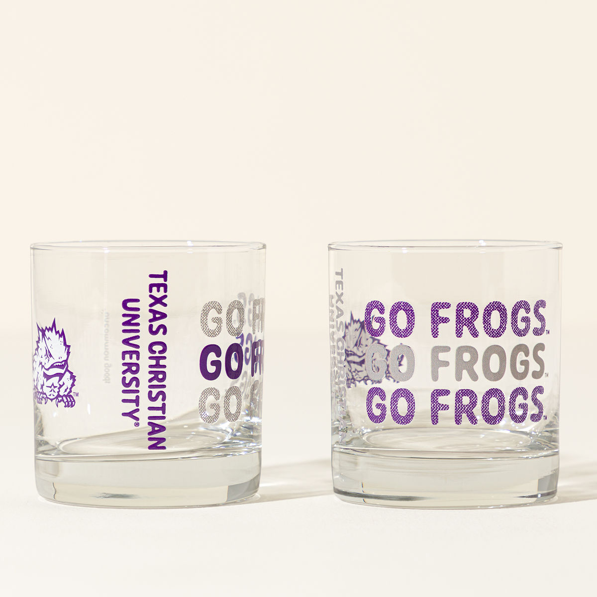 Show Your Spirit College Rocks Glass - Set of 2 - Texas Christian University