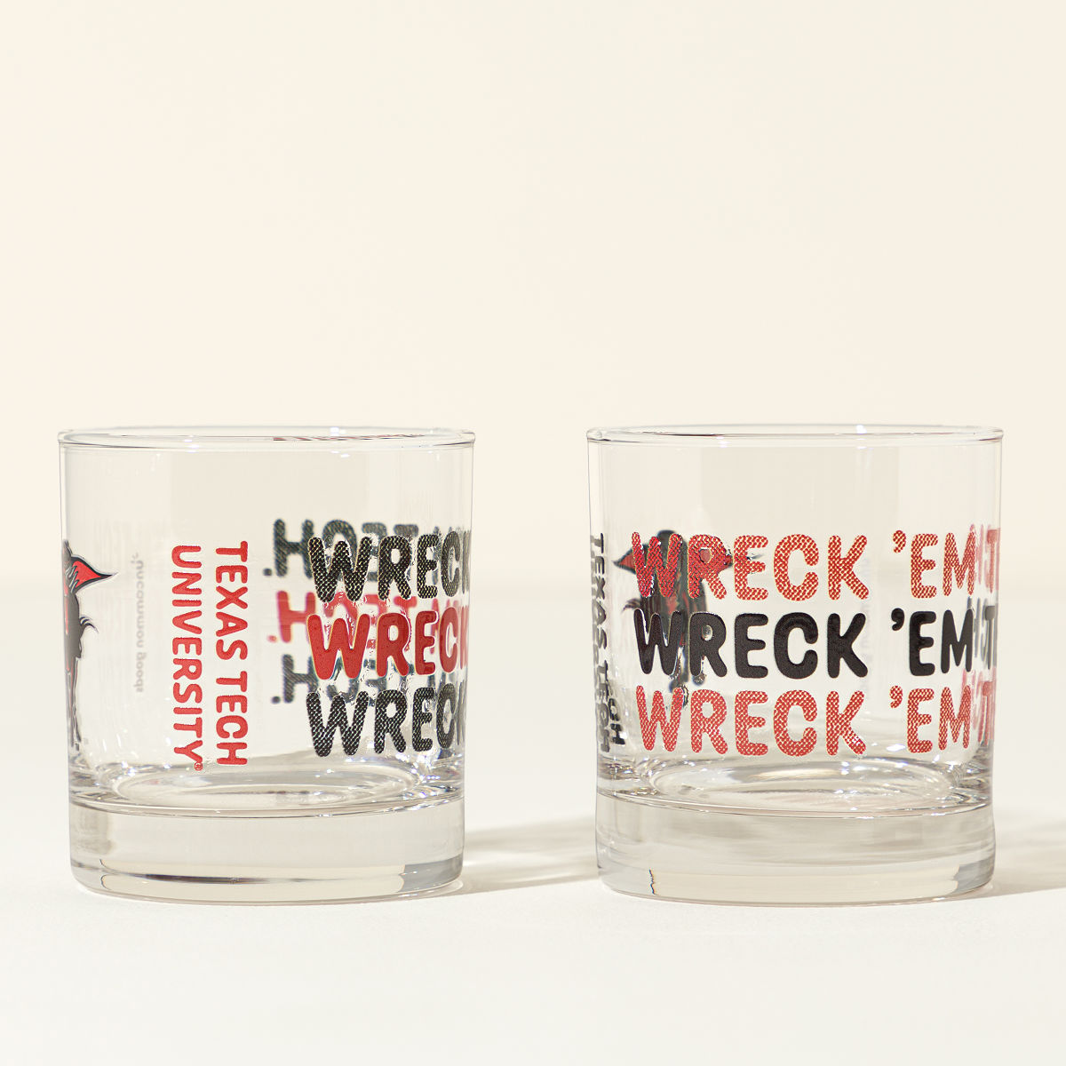 Show Your Spirit College Rocks Glass - Set of 2 - Texas Tech University