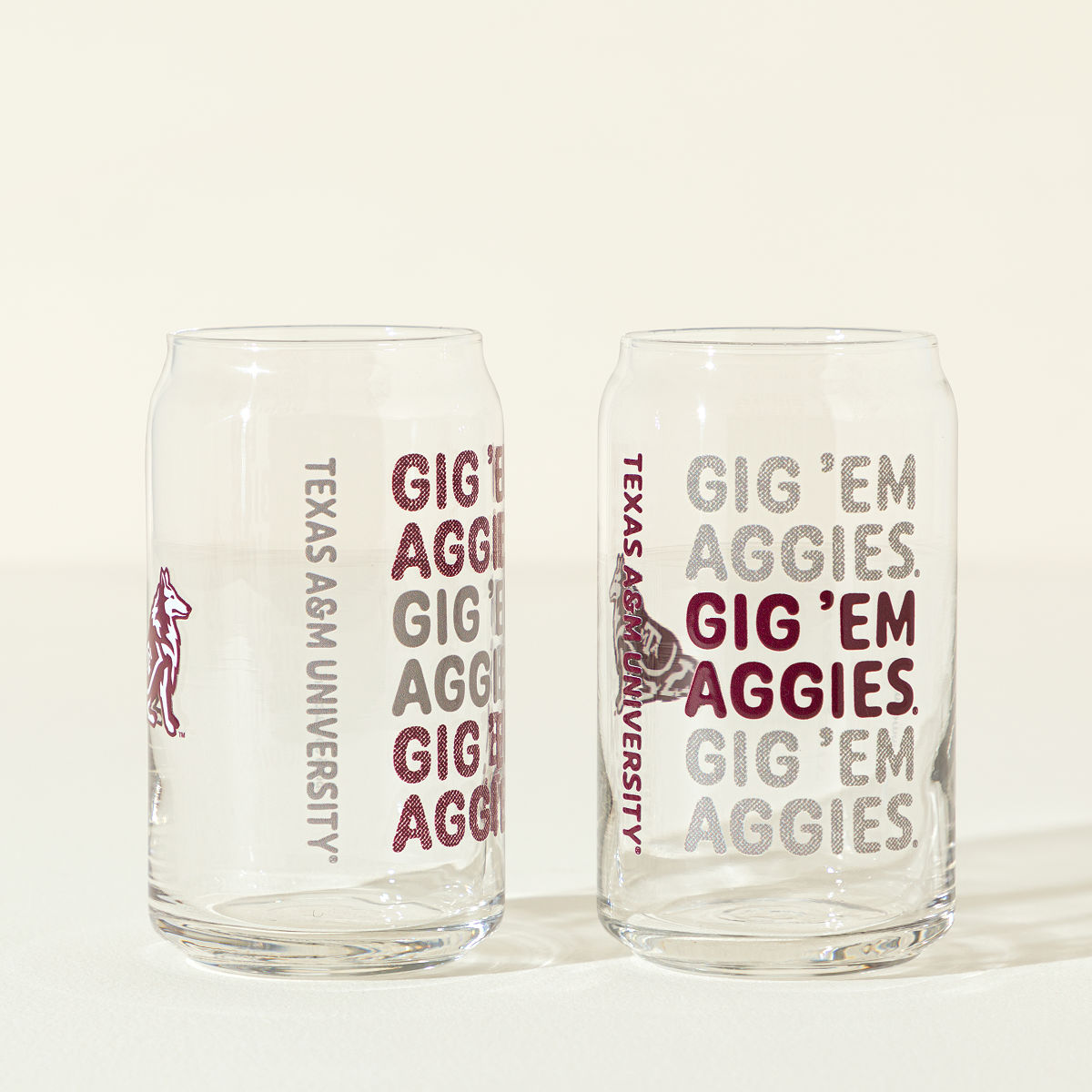 Show Your Spirit College Can-Shaped Glass Set - Texas A&M University