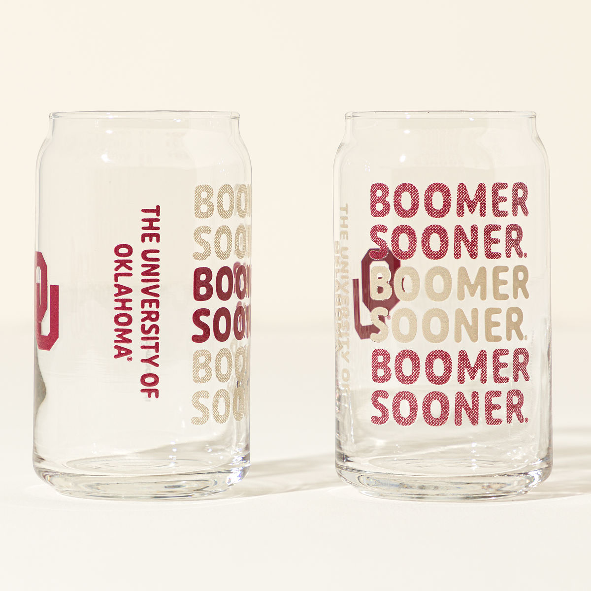 Show Your Spirit College Can-Shaped Glass Set - University of Oklahoma