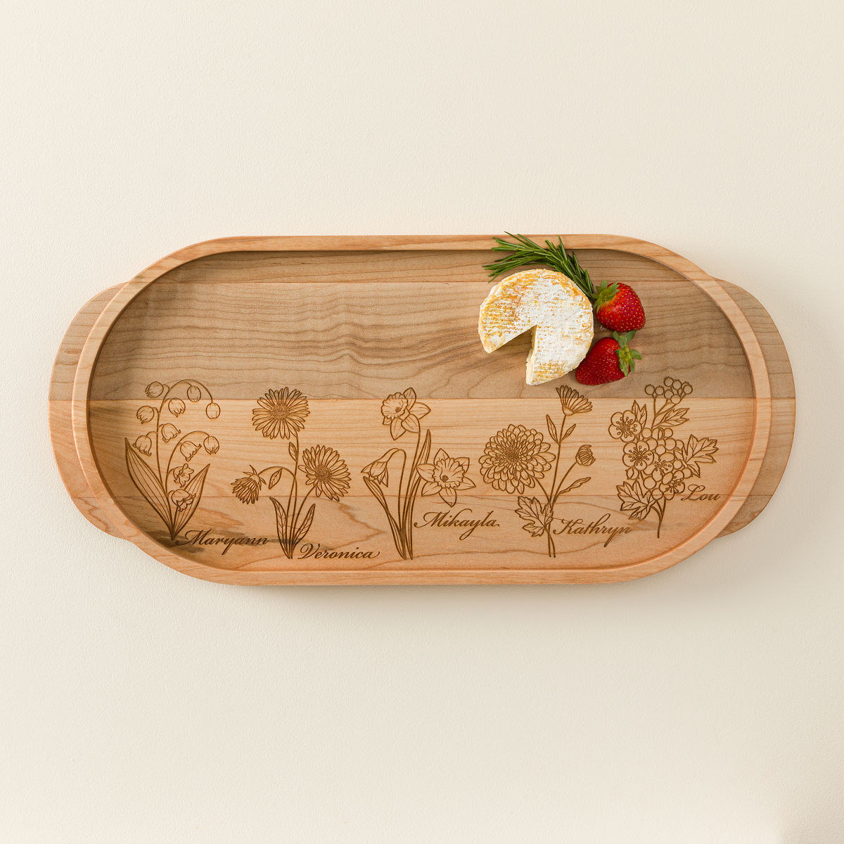 Custom Family Birth Flowers Serving Tray Goods