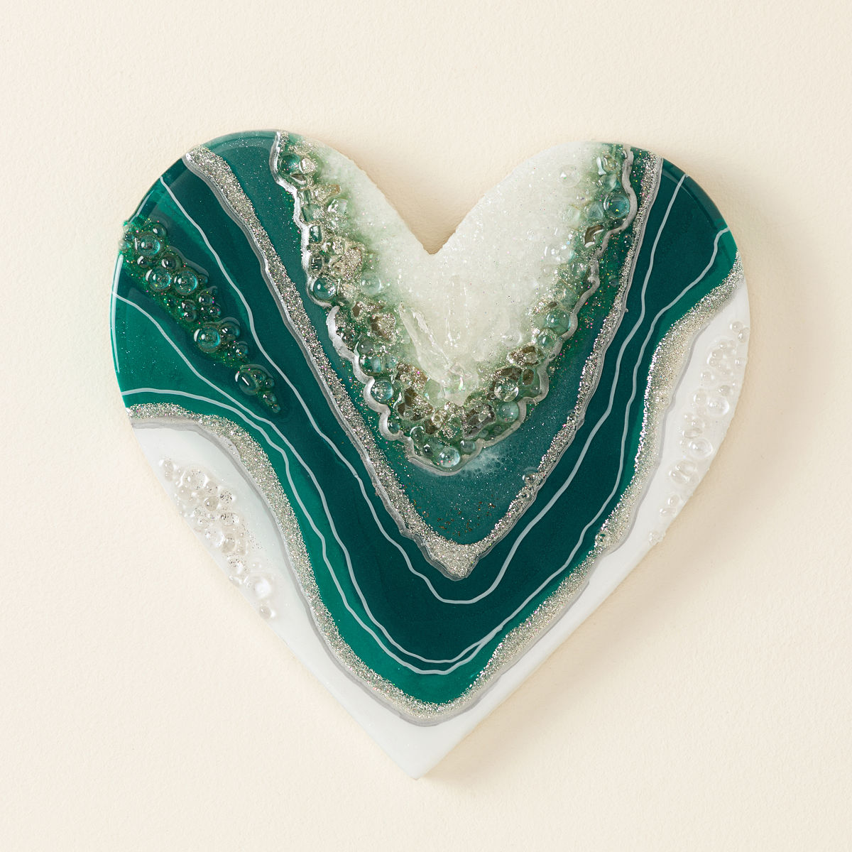 Milestone Anniversary Love Geode Art - 25 Years - Silver & Emerald