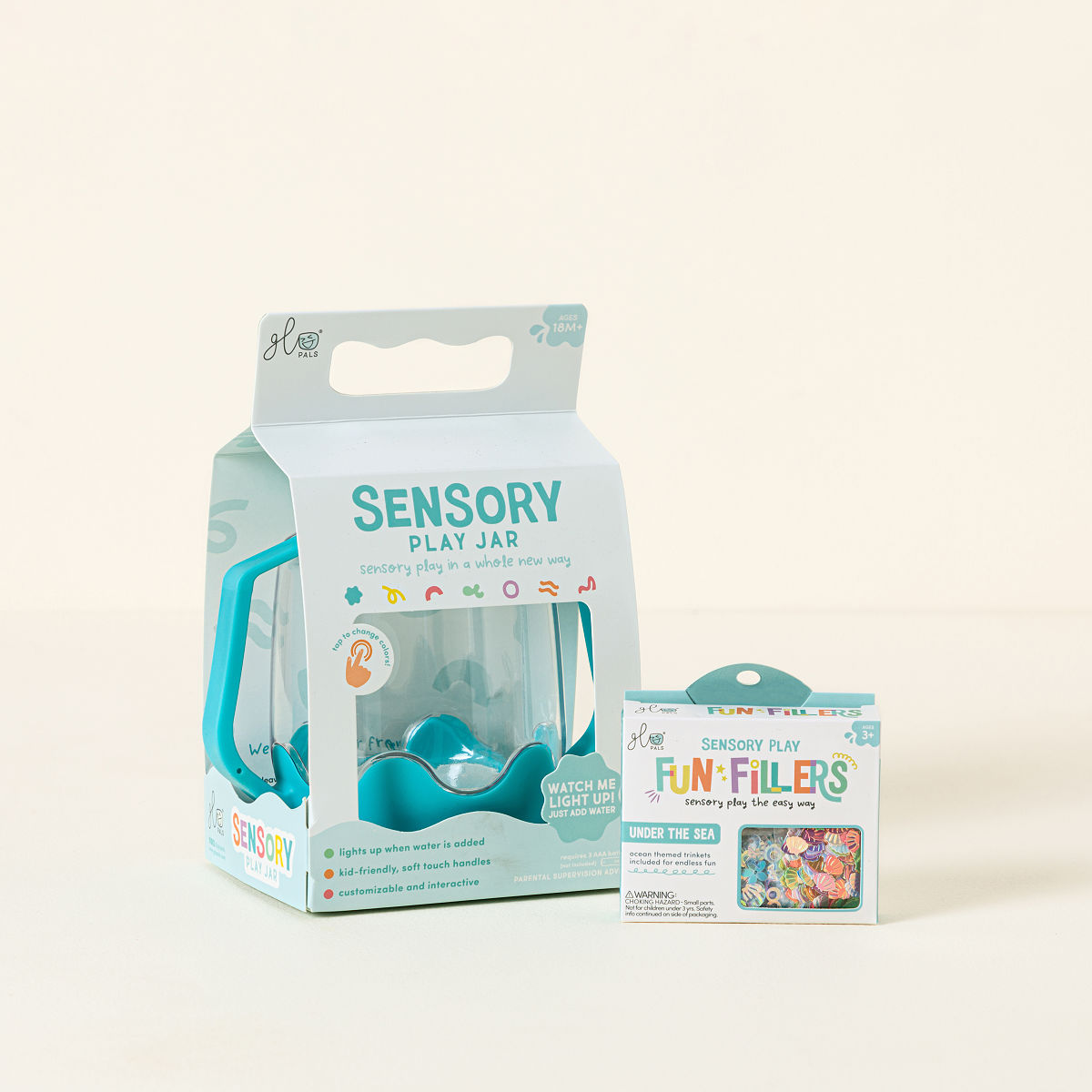 Light Up Sensory Play Jars - Under the Sea with Blue Jar