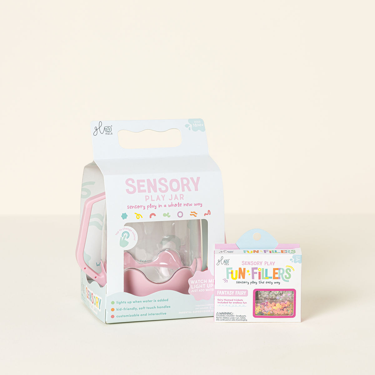 Light Up Sensory Play Jars - Fairy Forest with Pink Jar