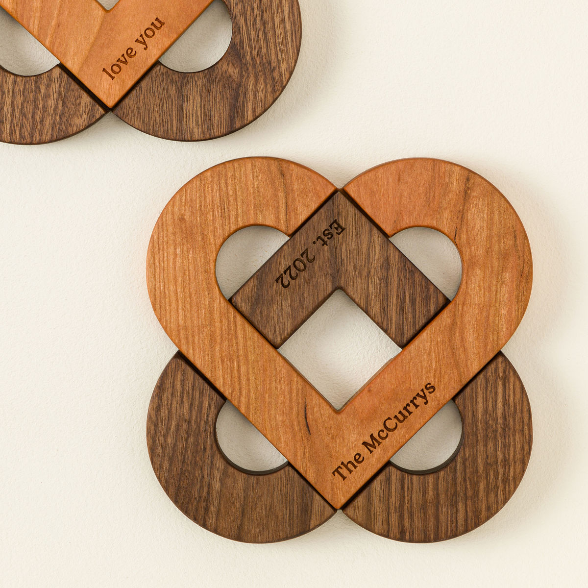Goods Personalized Interlocking Hearts Trivet Set