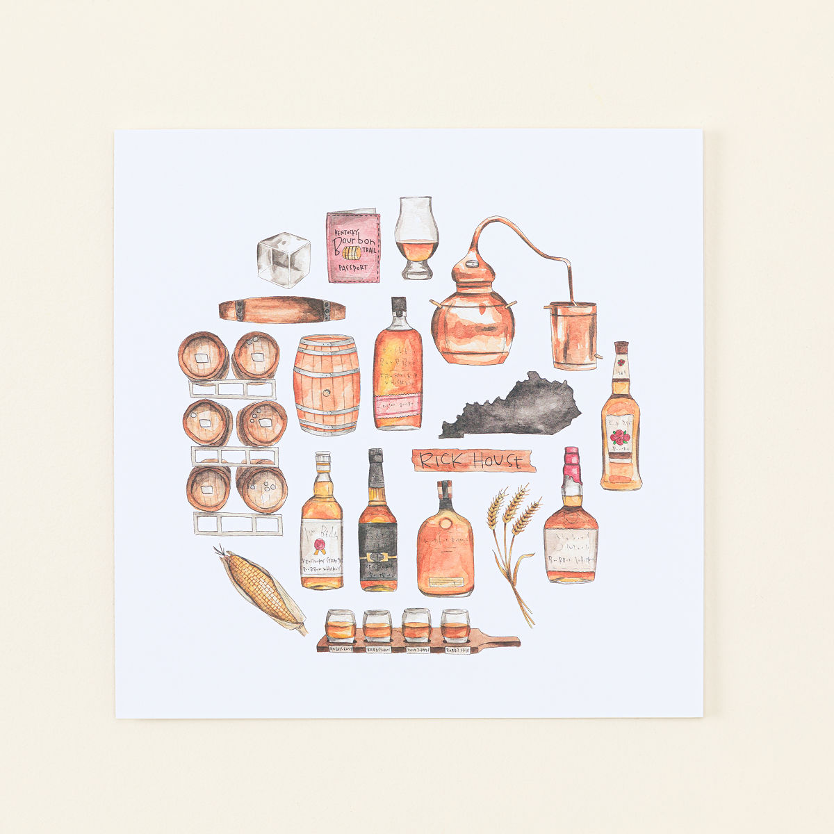 Happy Hour Bar Cart Art - Bourbon