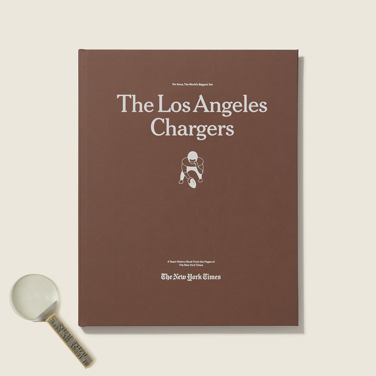 New York Times Custom Football Book - Los Angeles Chargers - Magnifying Glass