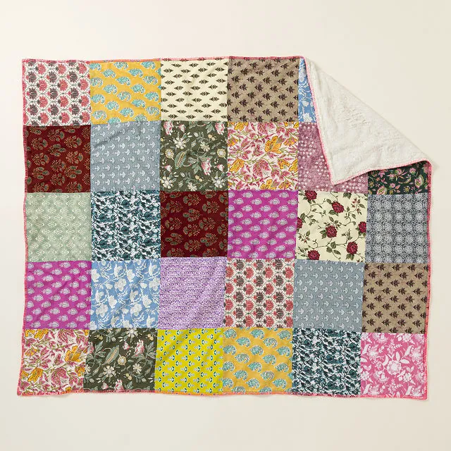Repurposed Sari Plush Backed Blanket