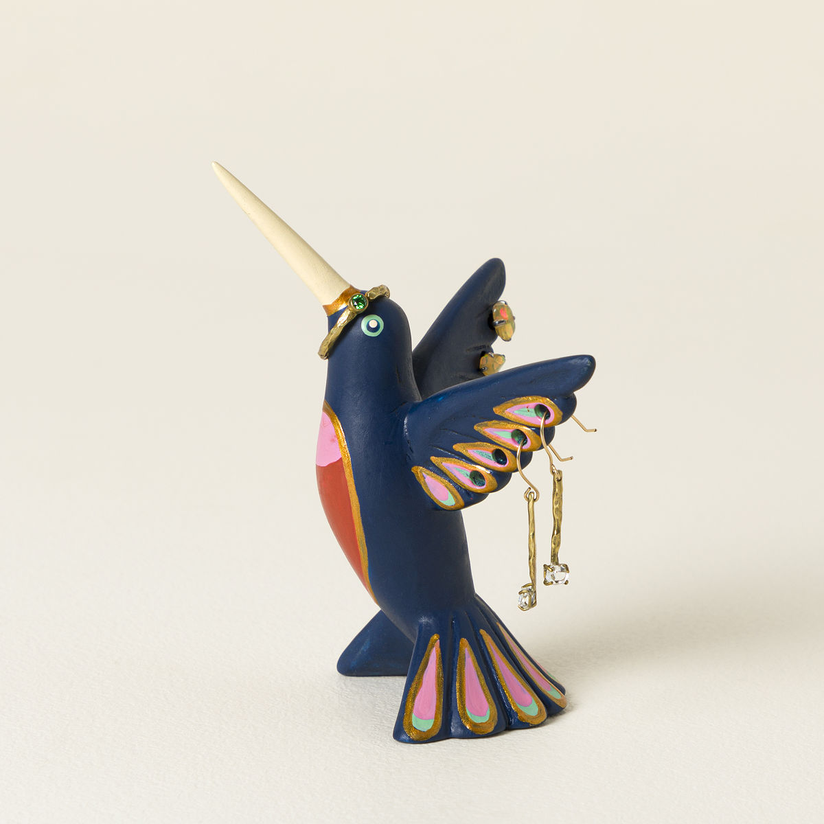 Goods Hand Painted Ceramic Hummingbird Jewelry Holder