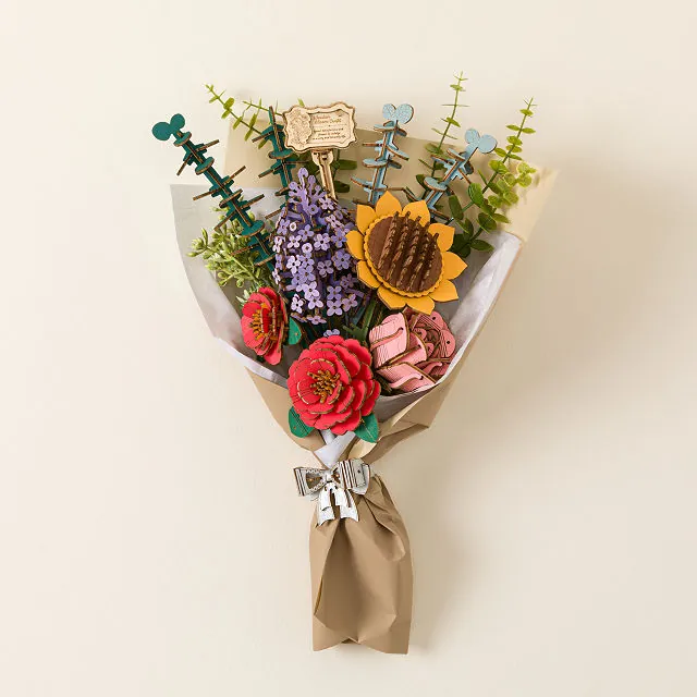A wooden bouquet of flowers