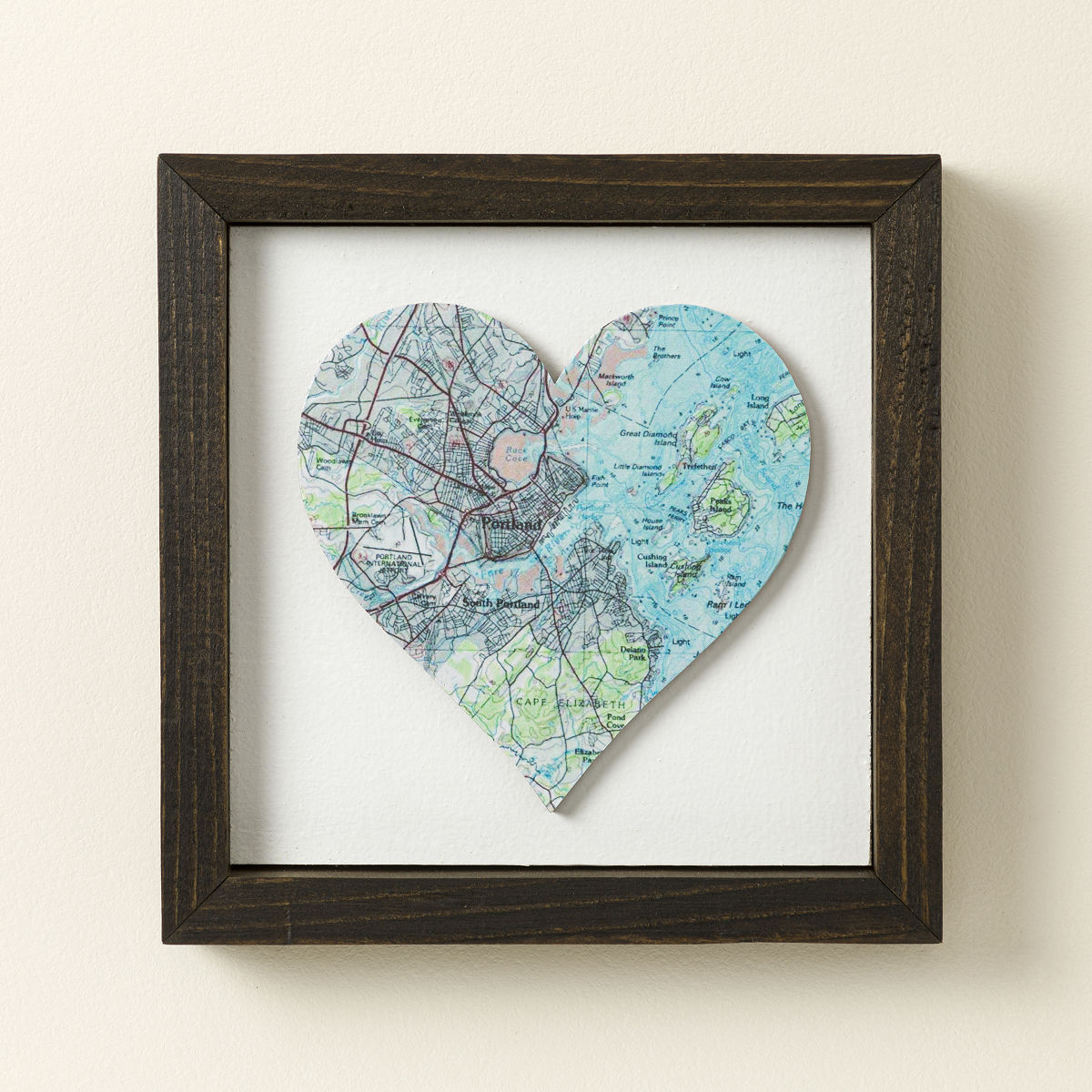 Small 7x7" Love Lives Here Wood Map Art (Iowa City Custom)