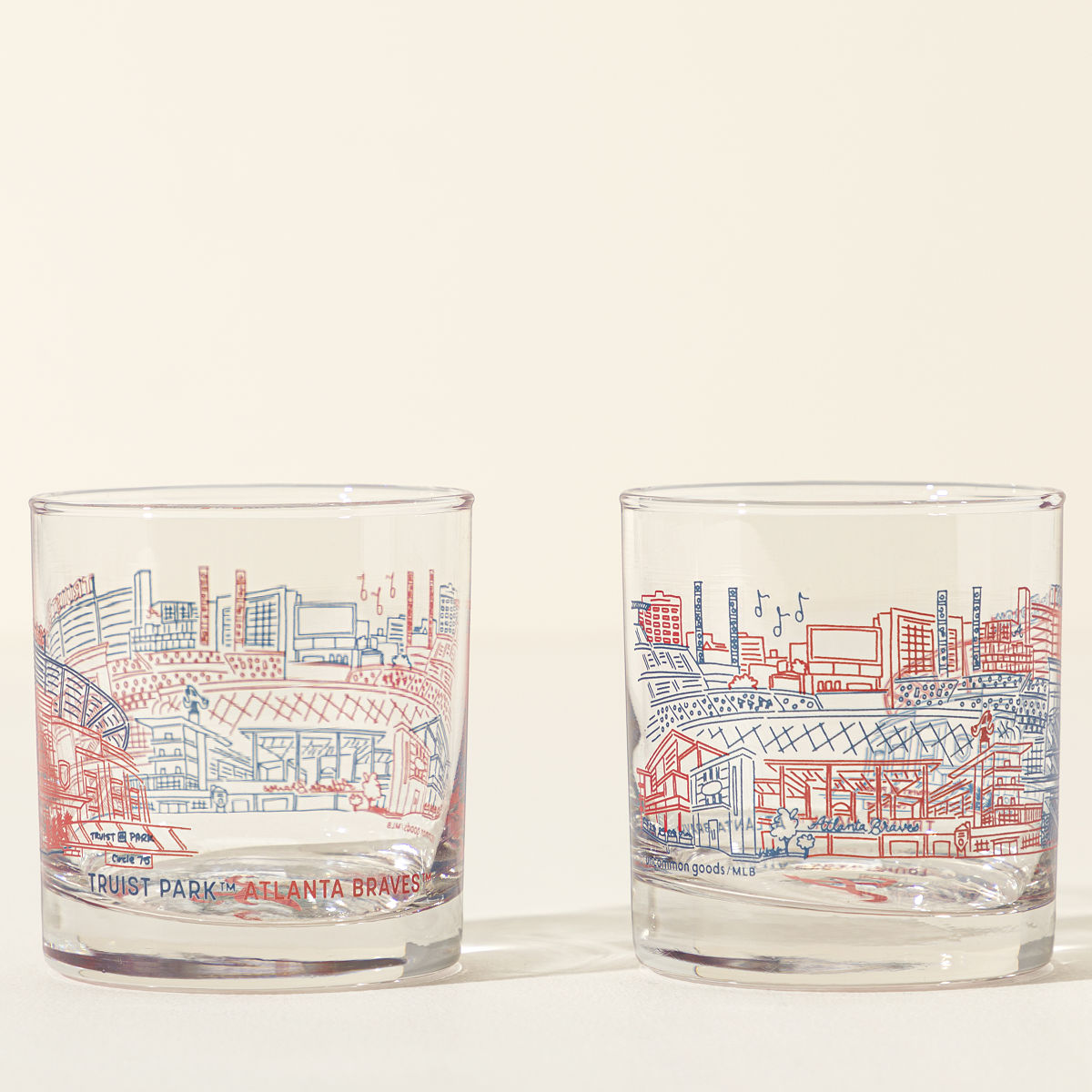 MLB Stadiumscape Rocks Glasses - Set of 2 - Atlanta Braves