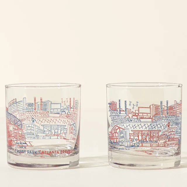 MLB Stadiumscape Rocks Glasses - Set of 2, Atlanta Braves