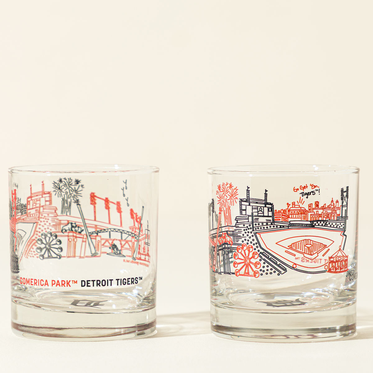 MLB Stadiumscape Rocks Glasses - Set of 2 - Detroit Tigers