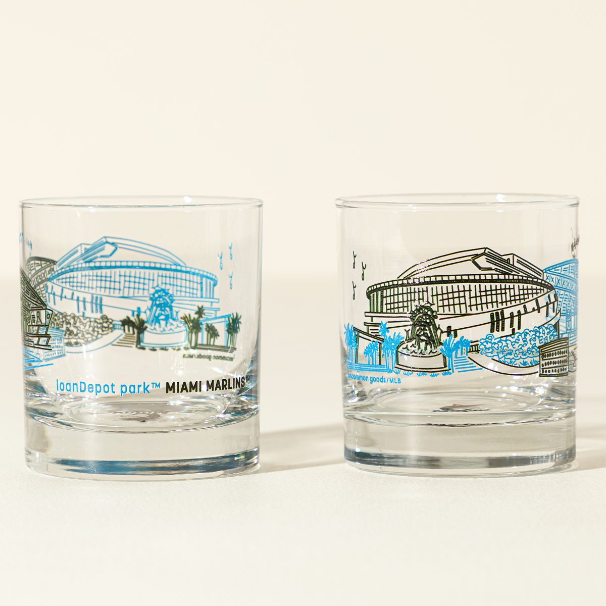 MLB Stadiumscape Rocks Glasses - Set of 2 - Miami Marlins