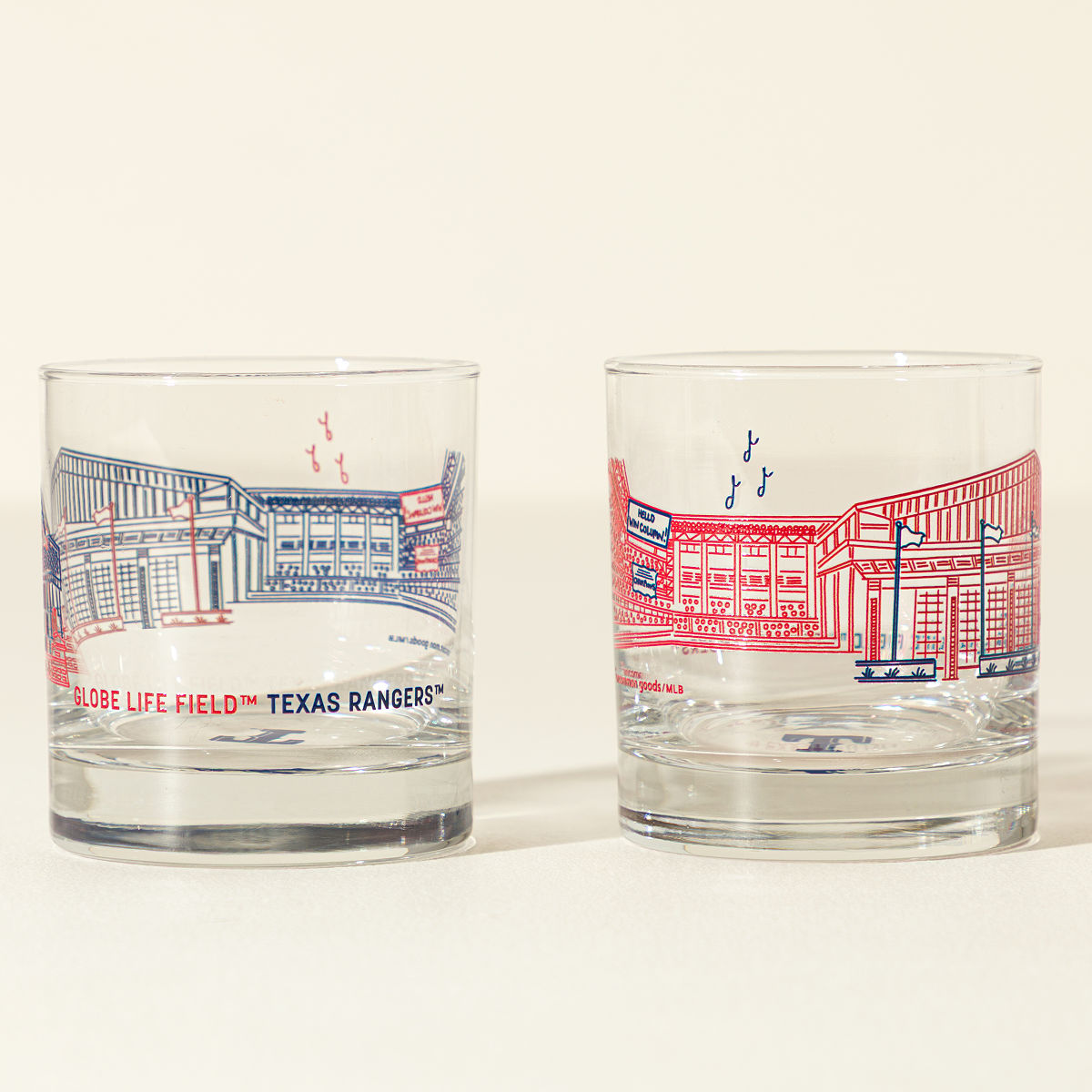 MLB Stadiumscape Rocks Glasses - Set of 2 - Texas Rangers