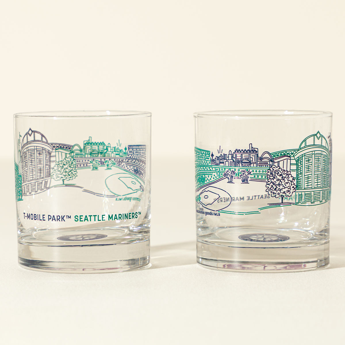 MLB Stadiumscape Rocks Glasses - Set of 2 - Seattle Mariners