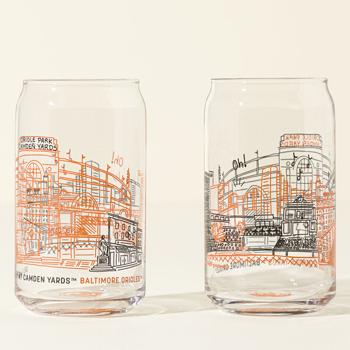 MLB Stadiumscape Can-Shaped Glasses - Set of 2 - Baltimore Orioles