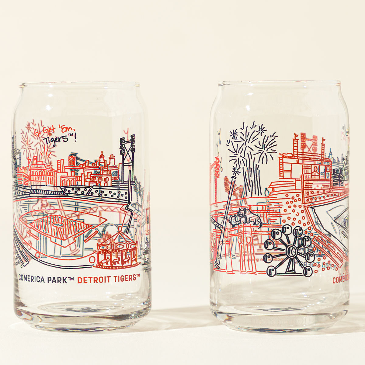 MLB Stadiumscape Can-Shaped Glasses - Set of 2 - Detroit Tigers