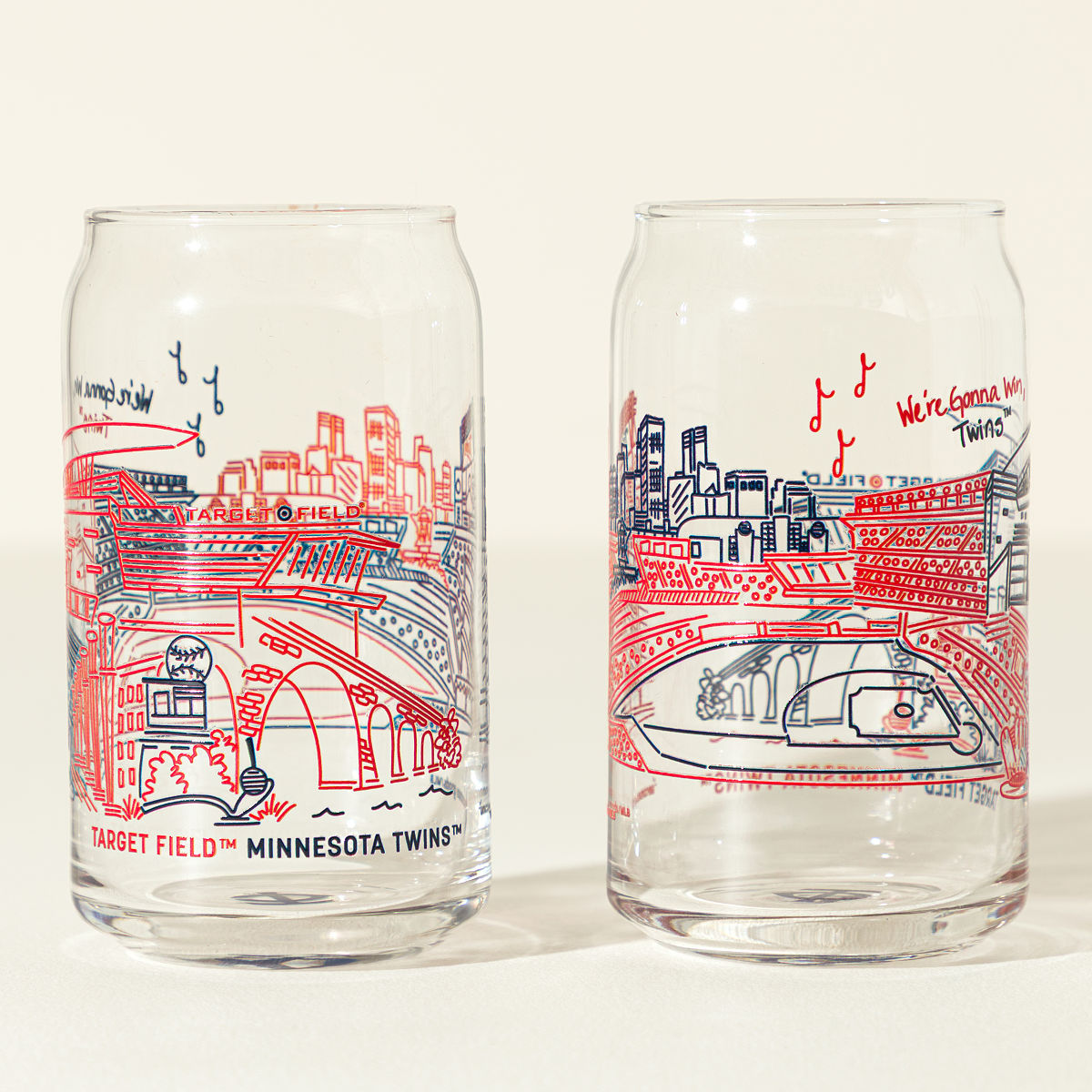 MLB Stadiumscape Can-Shaped Glasses - Set of 2 - Minnesota Twins